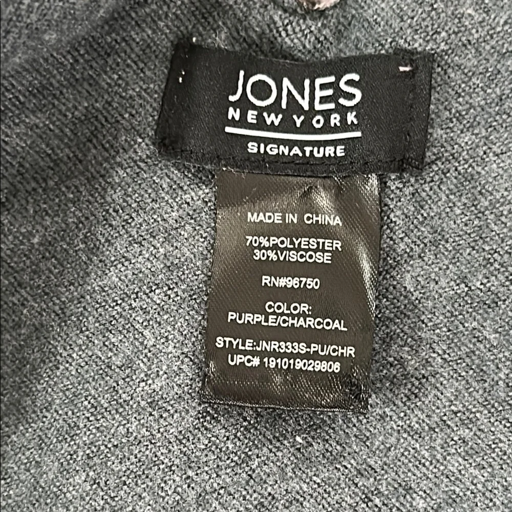 Jones NY Signature NWOT purple/charcoal Poncho, wrap, cape OS - Picture 5 of 6
